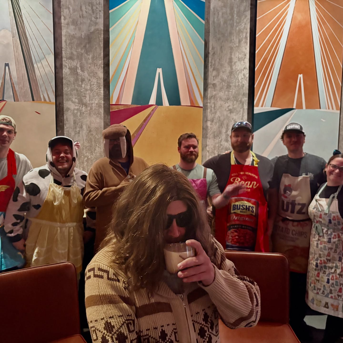 Chef abides, The Dude imbibes. Happy Halloween from The Establishment kitchen crew! 🎃👻
•
#BigLebowski #TheDude #JeffBridges #WhiteRussian #ItsaSacredThing #thedudeabides #therugreallytiedtheroomtogether